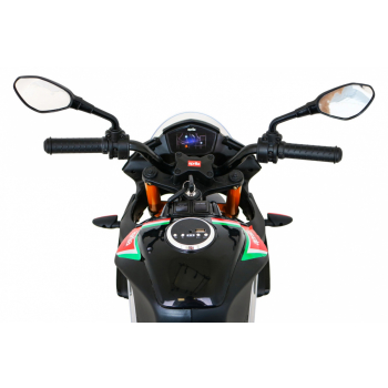 Aprilia Tuono V4 Motor na akumulator dla dzieci Czarny + Panel MP3 + Kółka pomocnicze + Wolny Start
