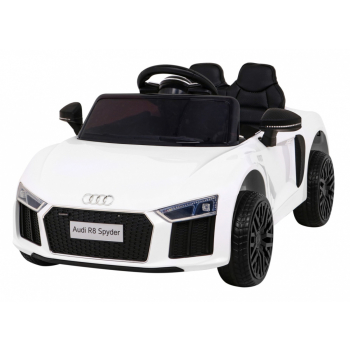 Audi R8 na akumulator dla dzieci Biały + Pilot + EVA + Wolny Start + MP3 LED