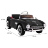 Autko BMW 507 Retro elektryczne dla dzieci Czarny Roadster