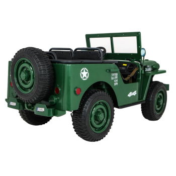 Autko Wojskowe Retro dla 3 dzieci Zielony Jeep Willys