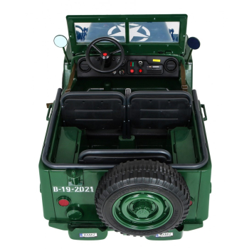 Autko Wojskowe Retro dla 3 dzieci Zielony Jeep Willys