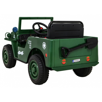 Autko Wojskowe Retro dla dzieci Zielony + Napęd 4x4 + Pilot + 2 Bagażniki