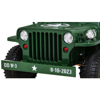 Autko Wojskowe Retro dla dzieci Zielony + Napęd 4x4 + Pilot + 2 Bagażniki