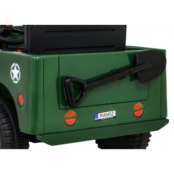 Autko Wojskowe Retro dla dzieci Zielony + Napęd 4x4 + Pilot + 2 Bagażniki