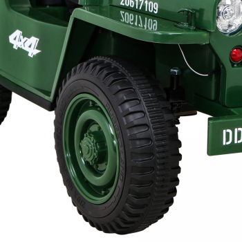 Autko Wojskowe Retro dla dzieci Zielony + Napęd 4x4 + Pilot + 2 Bagażniki