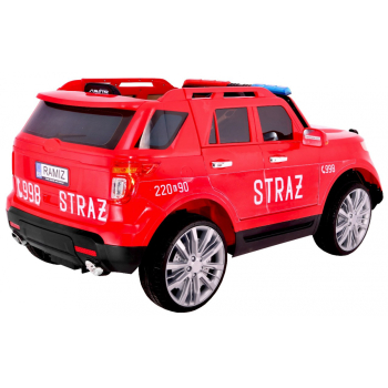 Auto SUV Straż Pożarna na akumulator dla dzieci + Syreny + Światła + Megafon + Pilot