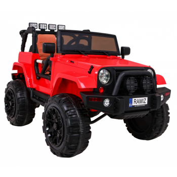 Auto na akumulator All Terrain dla dzieci Czerwony Terenówka typu jeep + Pilot + Światła Dźwięki