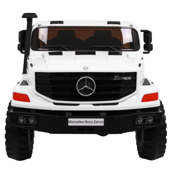 Auto na akumulator Mercedes-Benz Zetros dla dzieci Biały + 2-osobowy + Bagażnik + Pilot