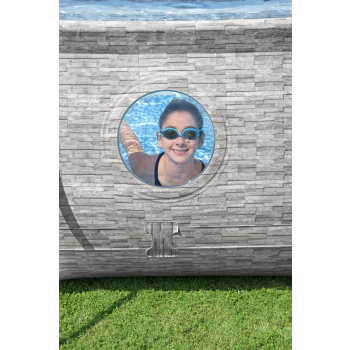 Basen stelażowy Power Steel Swim Vista z oknem 488x305x107 16x10FT BESTWAY 6w1 + Pompa piaskowa