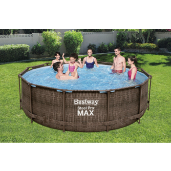 Basen stelażowy Steel Pro MAX 366x100 Brązowy 12FT BESTWAY 4w1 + Pompa Filtr + Drabinka