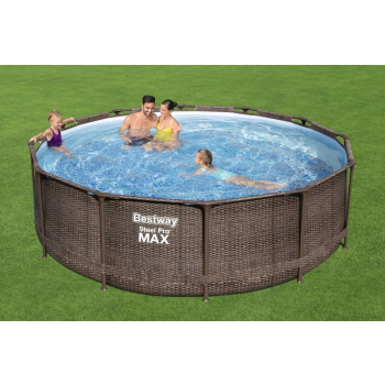 Basen stelażowy Steel Pro MAX 366x100 Brązowy 12FT BESTWAY 4w1 + Pompa Filtr + Drabinka