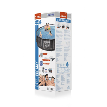 Basen stelażowy Steel Pro MAX 366x100 Imitacja Drewna 12FT BESTWAY 4w1 + Pompa Filtr + Drabinka