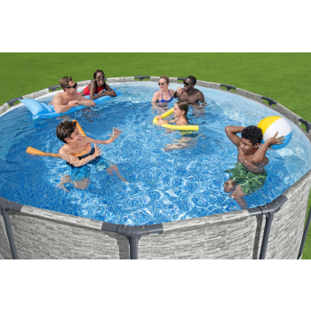 Basen stelażowy Steel Pro MAX 427x122 Imitacja Kamienia 14FT BESTWAY 5w1 + Akcesoria