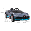 Bugatti Divo Autko na akumulator dla dzieci Szary + Pilot + EVA + Wolny Start + LED MP3