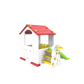 Domek Ogrodowy 3w1 dla dzieci Czerwony Dach + Zjeżdżalnia + Koszykówka