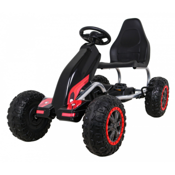 Duży Gokart Strong na pedały dla dzieci Czarny + Obciążenie 100 kg + Koła EVA + Hamulec ręczny + Sportowy fotel