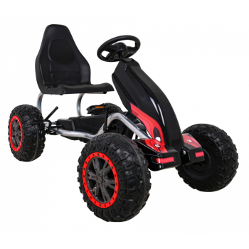 Duży Gokart Strong na pedały dla dzieci Czarny + Obciążenie 100 kg + Koła EVA + Hamulec ręczny + Sportowy fotel