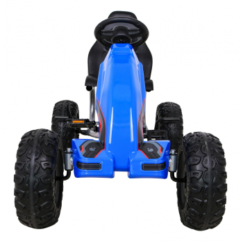 Duży Gokart Strong na pedały dla dzieci Niebieski + Obciążenie 100 kg + Koła EVA + Hamulec ręczny + Sportowy fotel