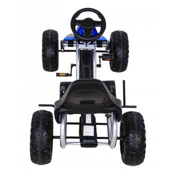 Duży Gokart Strong na pedały dla dzieci Niebieski + Obciążenie 100 kg + Koła EVA + Hamulec ręczny + Sportowy fotel
