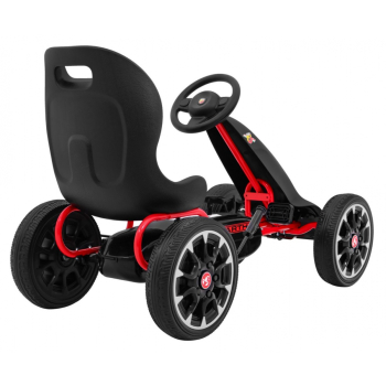 Gokart ABARTH na pedały dla dzieci Czarny + Koła EVA + Hamulec ręczny + Wolny bieg