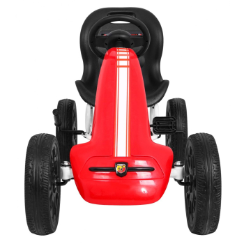 Gokart ABARTH na pedały dla dzieci Czerwony + Koła EVA + Hamulec ręczny + Wolny bieg