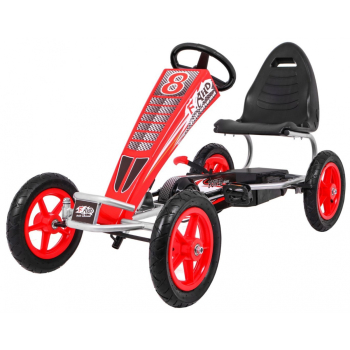 Gokart Full Ahead AIR na pedały dla dzieci 3+ Czerwony + Regulacja siedziska + Pompowane koła + Hamulec ręczny