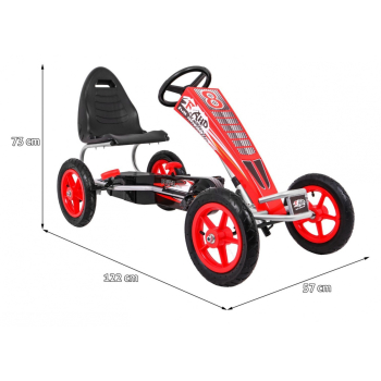 Gokart Full Ahead AIR na pedały dla dzieci 3+ Czerwony + Regulacja siedziska + Pompowane koła + Hamulec ręczny