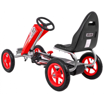 Gokart Full Ahead AIR na pedały dla dzieci 3+ Czerwony + Regulacja siedziska + Pompowane koła + Hamulec ręczny