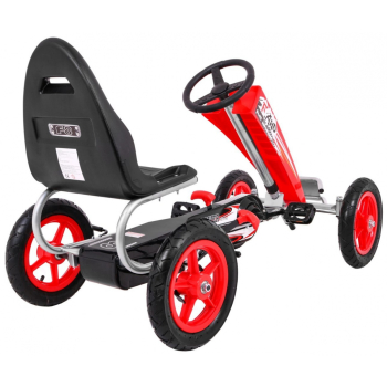 Gokart Full Ahead AIR na pedały dla dzieci 3+ Czerwony + Regulacja siedziska + Pompowane koła + Hamulec ręczny
