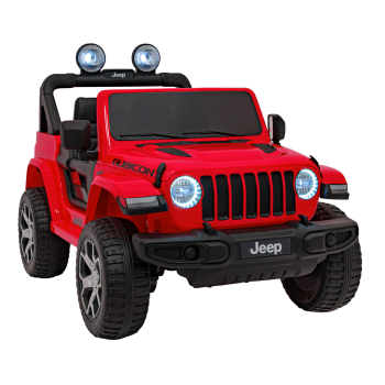 Jeep Wrangler Rubicon na akumulator dla dzieci Czerwony + Pilot + Radio MP3 LED + Koła EVA