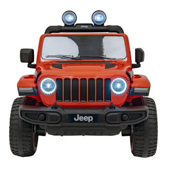 Jeep Wrangler Rubicon na akumulator dla dzieci Pomarańczowy + Pilot + Radio MP3 LED + Koła EVA
