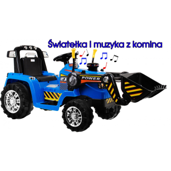 Koparka Spychacz na akumulator dla dzieci Niebieski + Pilot + Regulowana łyżka + Audio + Światła