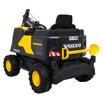 Koparka Volvo na akumulator Żółta + Ruchoma łyżka + 2 baseniki + 150 piłek + Pilot + Radio MP3 + LED