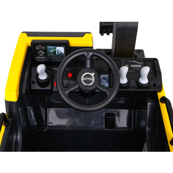 Koparka Volvo na akumulator Żółta + Ruchoma łyżka + 2 baseniki + 150 piłek + Pilot + Radio MP3 + LED