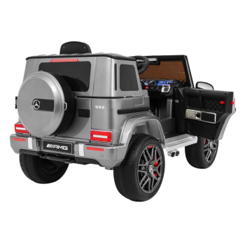 Mercedes AMG G63 dla dzieci Lakier Srebrny + Pilot + MP3 LED + Wolny Start + EVA + Pasy
