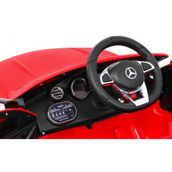 Mercedes Benz C63 AMG dla dzieci Czerwony + Pilot + 5-pkt pasy + EVA + Bagażnik + MP3 LED