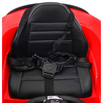 Mercedes Benz C63 AMG dla dzieci Czerwony + Pilot + 5-pkt pasy + EVA + Bagażnik + MP3 LED