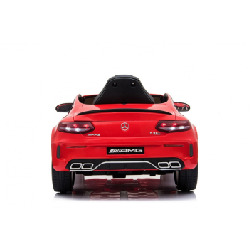 Mercedes Benz C63 AMG dla dzieci Czerwony + Pilot + 5-pkt pasy + EVA + Bagażnik + MP3 LED