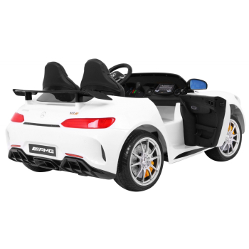 Mercedes-Benz GT R dla dzieci Lakier Biały + Napęd 4x4 + Nawiew powietrza + Pilot + EVA + MP3 LED