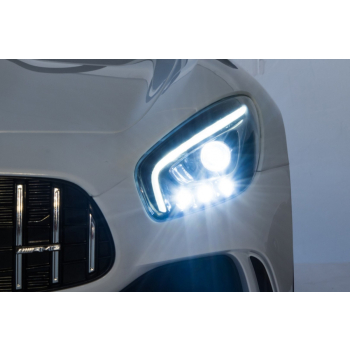 Mercedes-Benz GT R dla dzieci Lakier Biały + Napęd 4x4 + Nawiew powietrza + Pilot + EVA + MP3 LED
