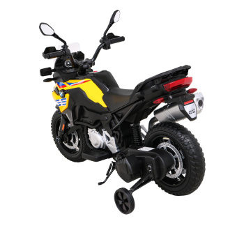 Motor BMW F850 GS na akumulator dla dzieci Żółty + Kółka pomocnicze + Audio LED + Wolny Start + EVA