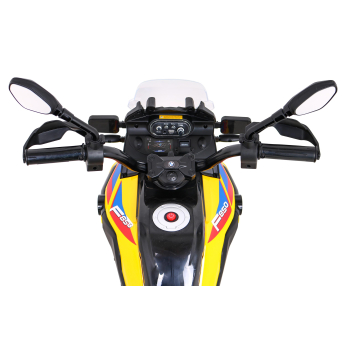 Motor BMW F850 GS na akumulator dla dzieci Żółty + Kółka pomocnicze + Audio LED + Wolny Start + EVA