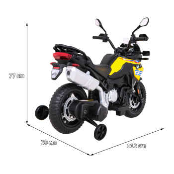 Motor BMW F850 GS na akumulator dla dzieci Żółty + Kółka pomocnicze + Audio LED + Wolny Start + EVA