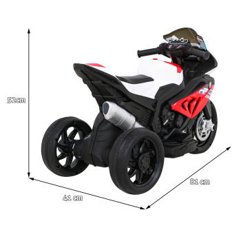 Motor BMW HP4 na akumulator dla dzieci Czerwony + 3 Koła + LED + MP3 USB + Ekoskóra