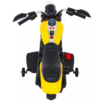 Motor Chopper V-Max na akumulator dla dzieci Żółty + Melodie Klakson + Światło + Kółka pomocnicze