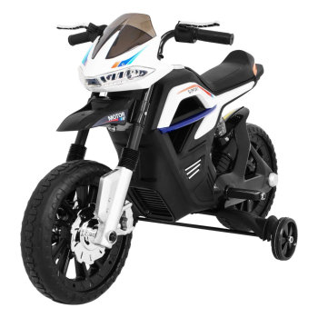 Motor Night Rider na akumulator dla dzieci Biały + Kółka pomocnicze + MP3 USB + Gaz w manetce