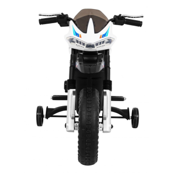 Motor Night Rider na akumulator dla dzieci Biały + Kółka pomocnicze + MP3 USB + Gaz w manetce