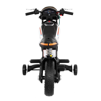 Motor Night Rider na akumulator dla dzieci Biały + Kółka pomocnicze + MP3 USB + Gaz w manetce