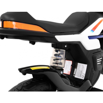Motor Night Rider na akumulator dla dzieci Biały + Kółka pomocnicze + MP3 USB + Gaz w manetce