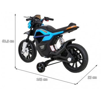 Motor Night Rider na akumulator dla dzieci Niebieski + Kółka pomocnicze + MP3 USB + Gaz w manetce